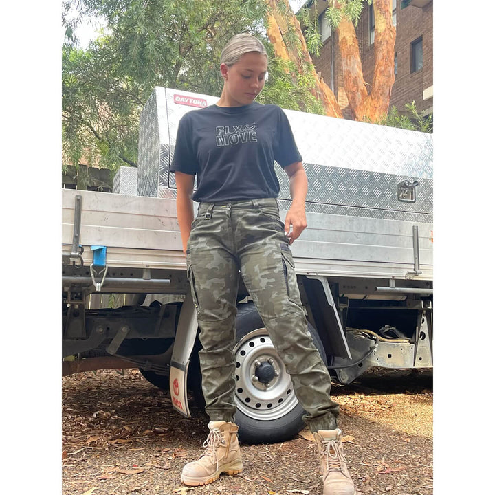 Bisley BPCL6337 Womens Flx & Move Stretch Camo Cargo Pants - Limited Edition Charcoal Camo