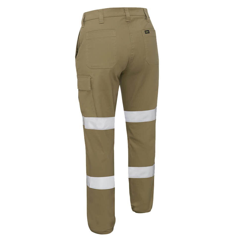 Bisley Women’s Taped Stretch Cotton Drill Cargo Pants Khaki Back