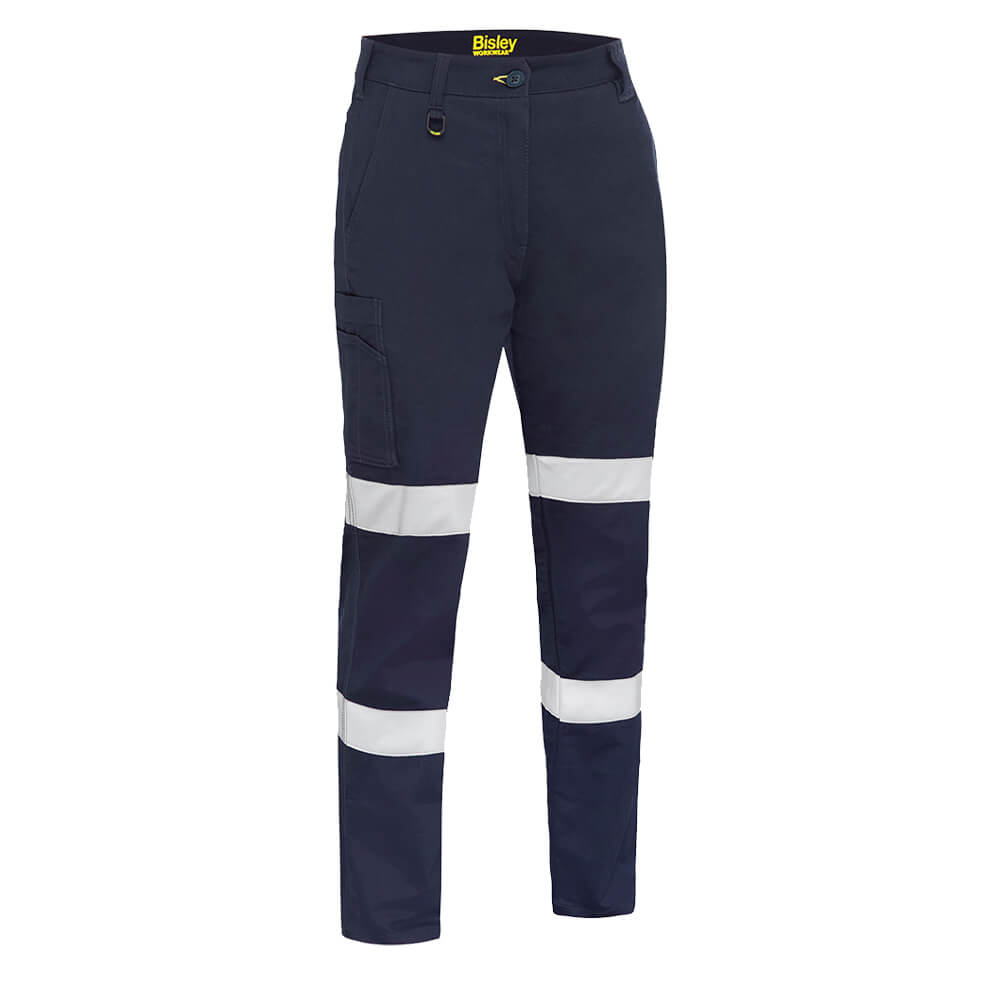 Bisley Women’s Taped Stretch Cotton Drill Cargo Pants Navy Front