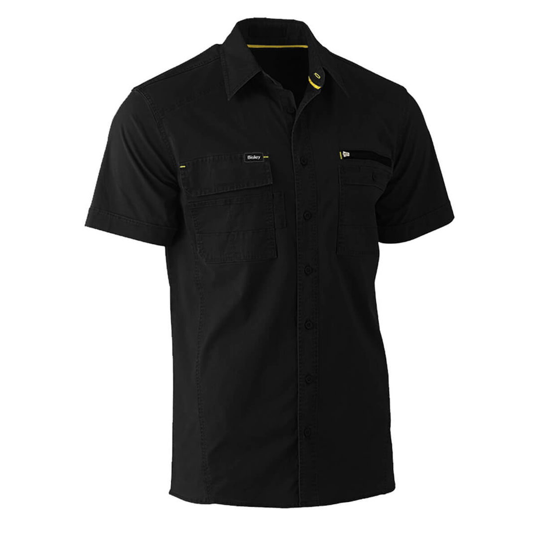 Bisley BS1144 Flex & Move Utility Work Shirt Short Sleeve Black Front