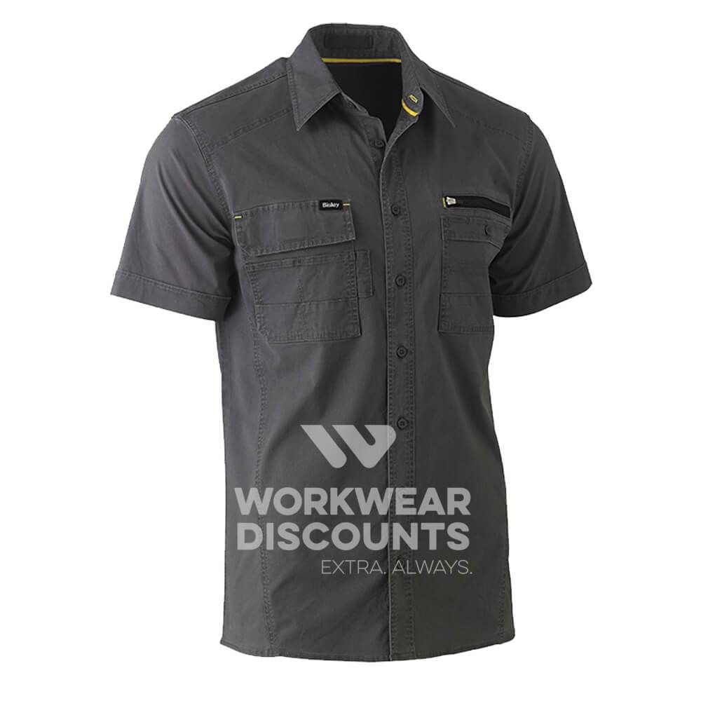 Bisley BS1144 Flx & Move Utility Work Shirt Short Sleeve Charcoal