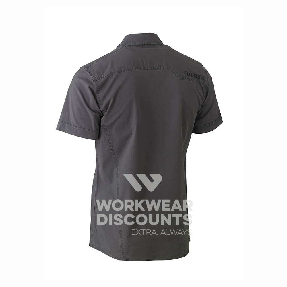Bisley BS1144 Flex & Move Utility Work Shirt Short Sleeve Charcoal Back