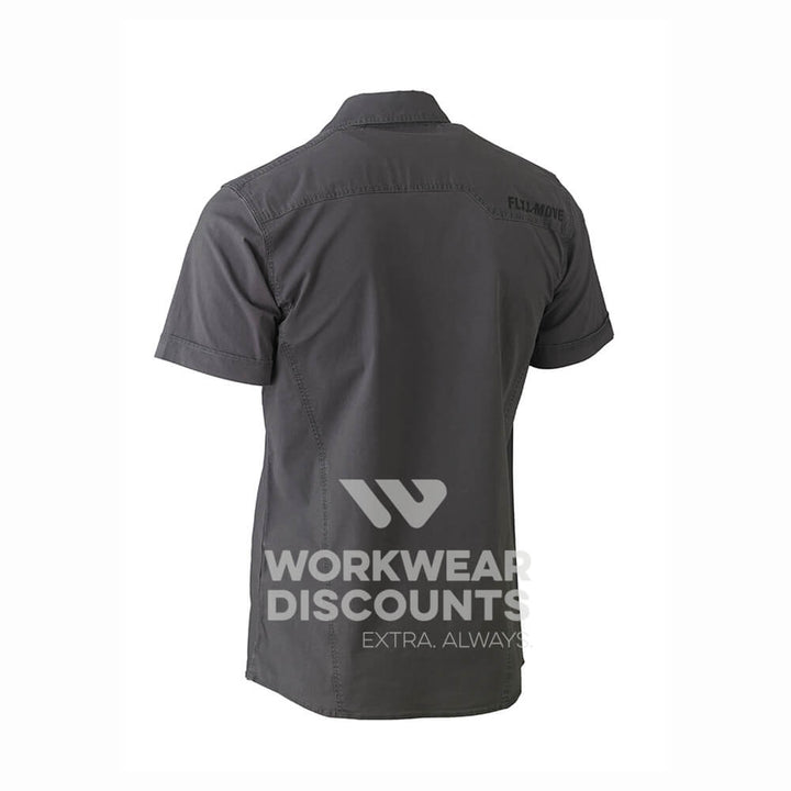 Bisley BS1144 Flex & Move Utility Work Shirt Short Sleeve Charcoal Back