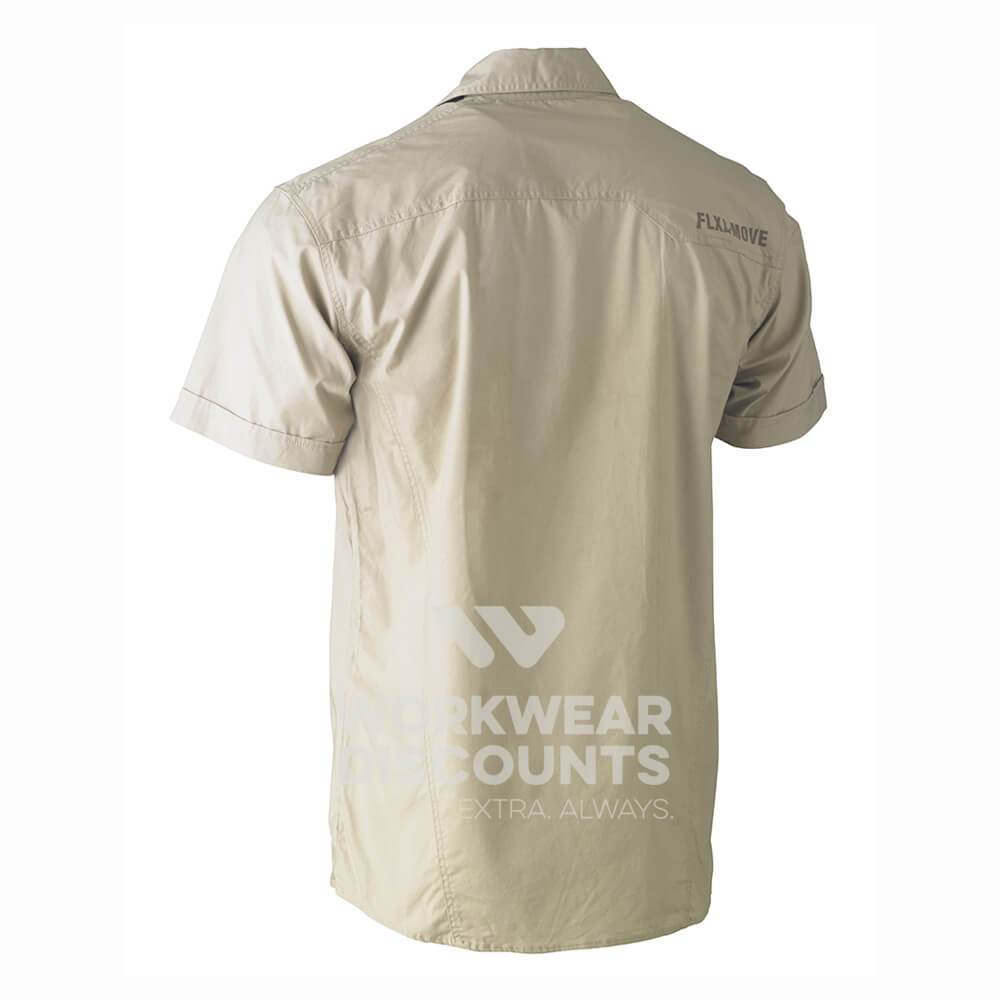 Bisley BS1144 Flex & Move Utility Work Shirt Short Sleeve Stone Back