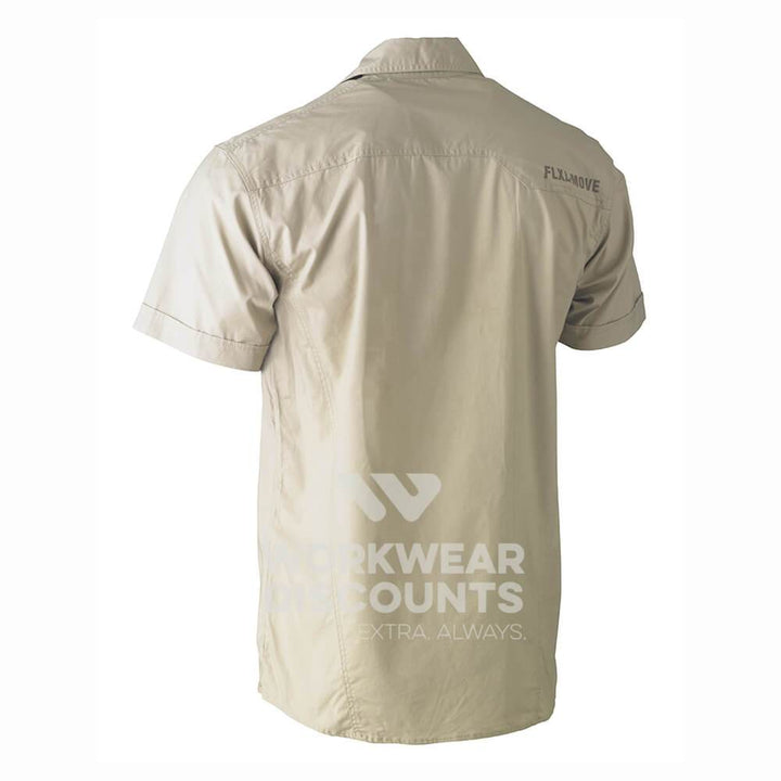 Bisley BS1144 Flex & Move Utility Work Shirt Short Sleeve Stone Back