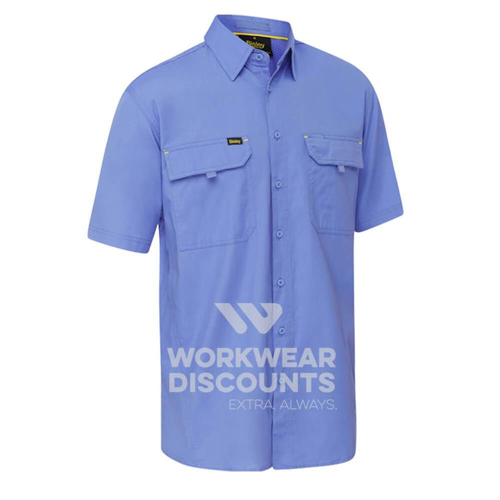 Bisley BS1414 Airflow Ripstop Vented Work Shirt Short Sleeve Blue Front