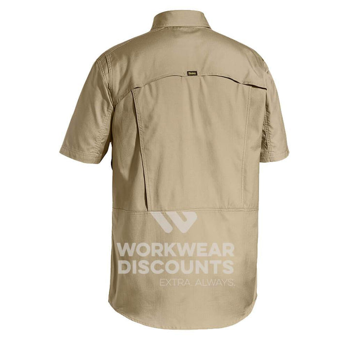 Bisley BS1414 Airflow Ripstop Vented Work Shirt Short Sleeve Khaki Back