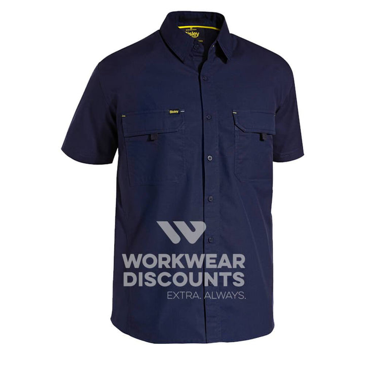 Bisley BS1414 Airflow Ripstop Vented Work Shirt Short Sleeve Navy Front