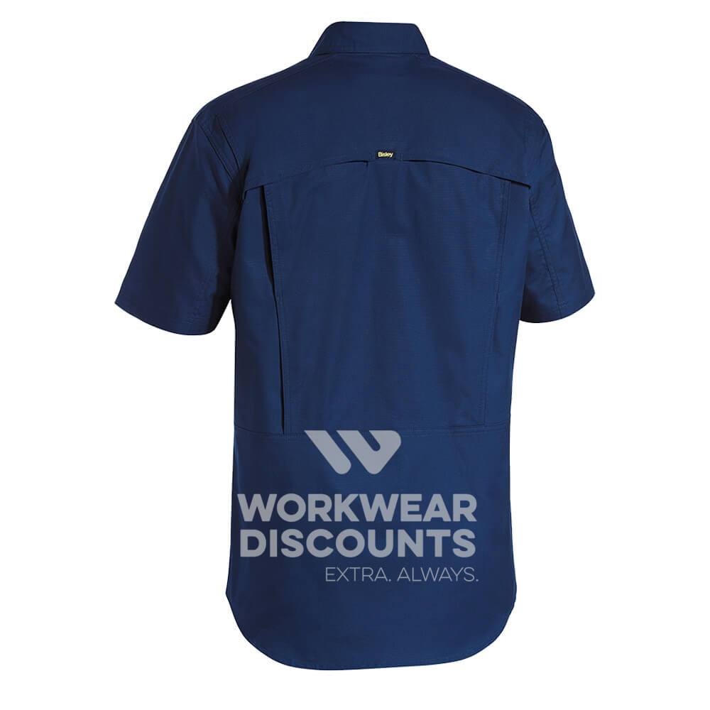 Bisley BS1414 Airflow Ripstop Vented Work Shirt Short Sleeve Navy Back
