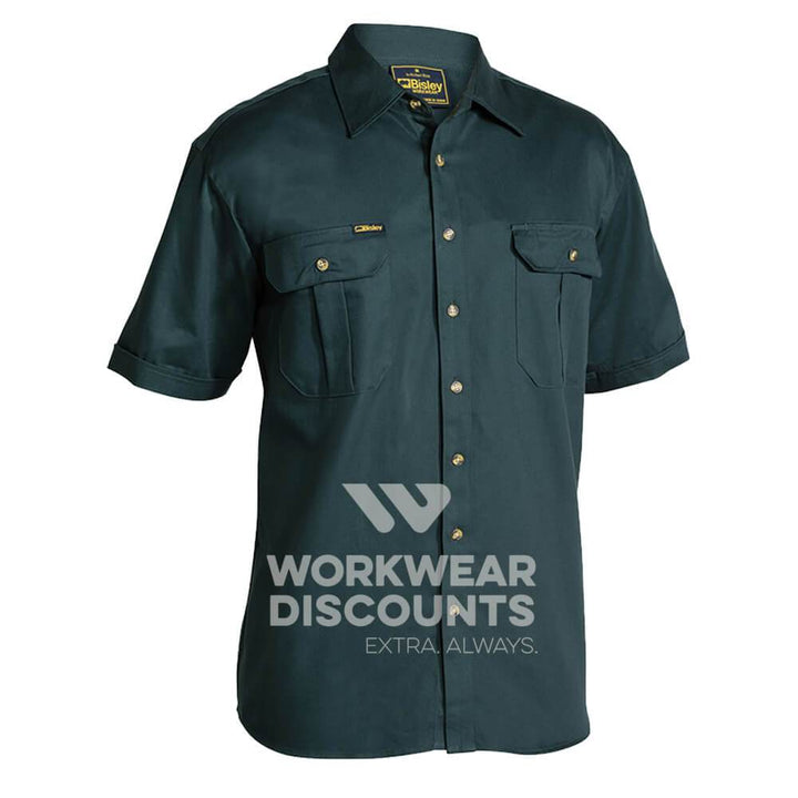 Bisley BS1433 Cotton Drill Shirt Short Sleeve Bottle Front