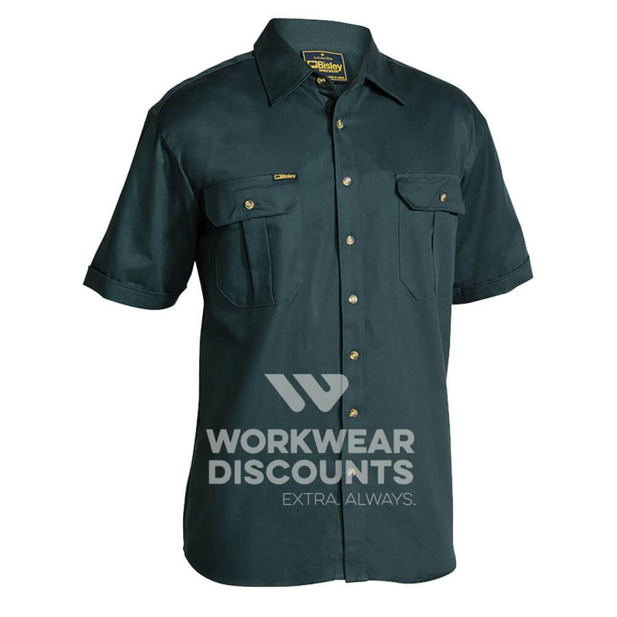 Bisley BS1433 Cotton Drill Shirt Short Sleeve Bottle Front