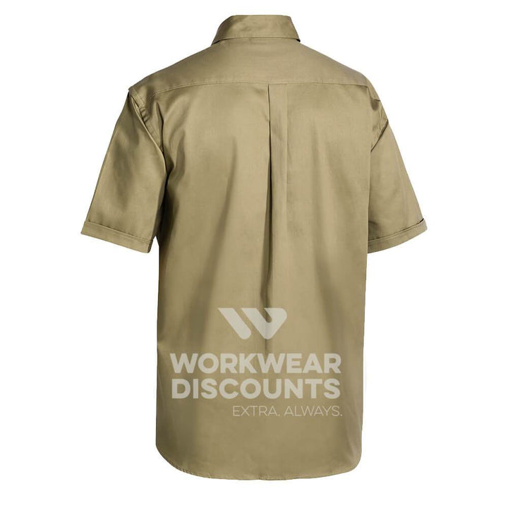 Bisley BS1433 Cotton Drill Shirt Short Sleeve Khaki Back