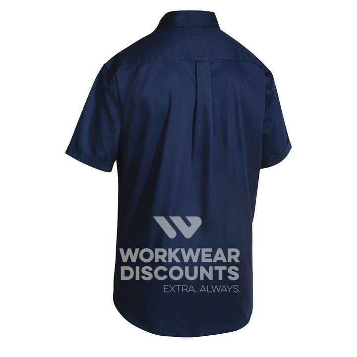 Bisley BS1433 Cotton Drill Shirt Short Sleeve Navy Back