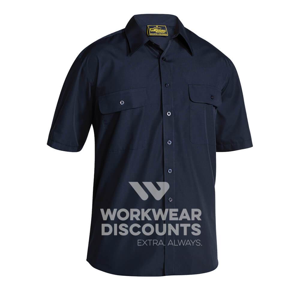 Bisley BS1526 Permanent Press Shirt Short Sleeve Midnight Front