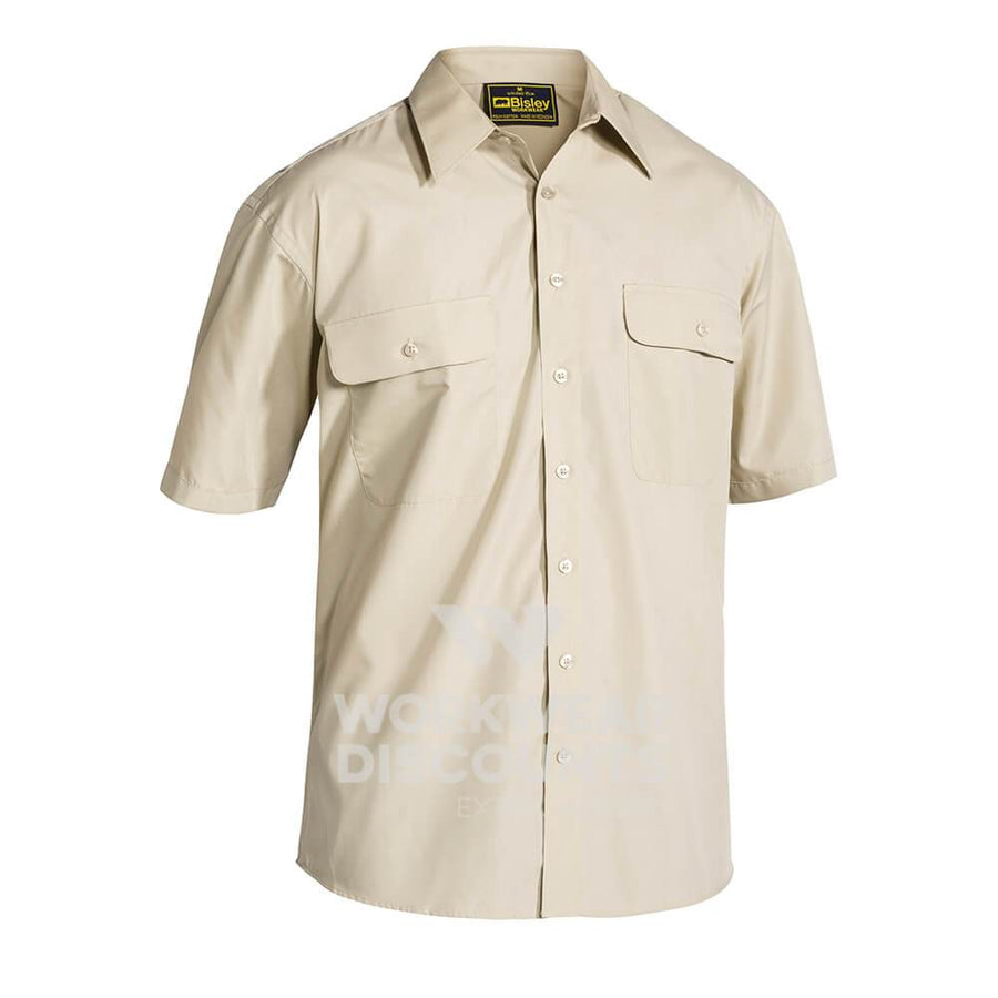 Bisley BS1526 Permanent Press Shirt Short Sleeve Sand Front