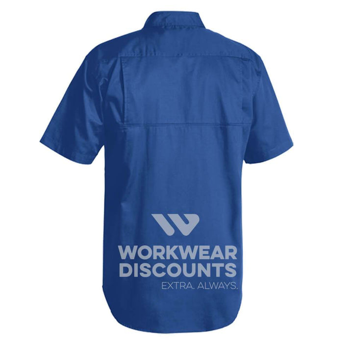 Bisley BS1893 Lightweight Cotton Drill Shirt Short Sleeve Royal Back
