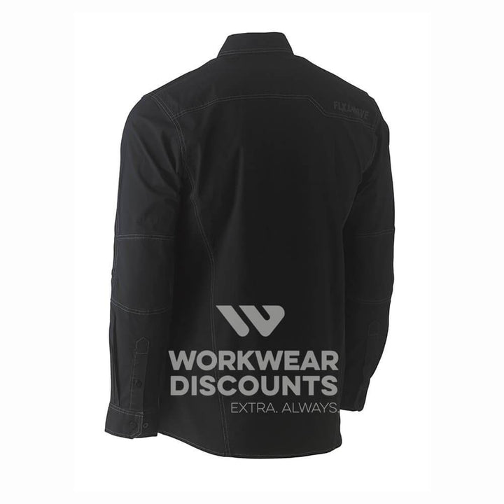 Bisley BS6144 Flex & Move Utility Work Shirt Long Sleeve Black Back