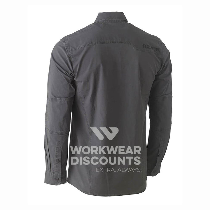 Bisley BS6144 Flex & Move Utility Work Shirt Long Sleeve Charcoal Back