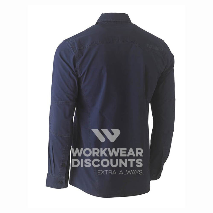 Bisley BS6144 Flex & Move Utility Work Shirt Long Sleeve Navy Back