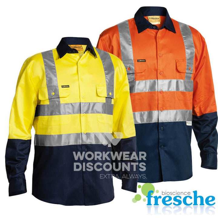 Bisley BS6267T Hi-Vis Taped Cotton Drill Shirt Long Sleeve