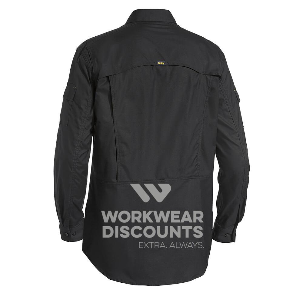 Bisley BS6414 Airflow Ripstop Vented Work Shirt Long Sleeve Black Back