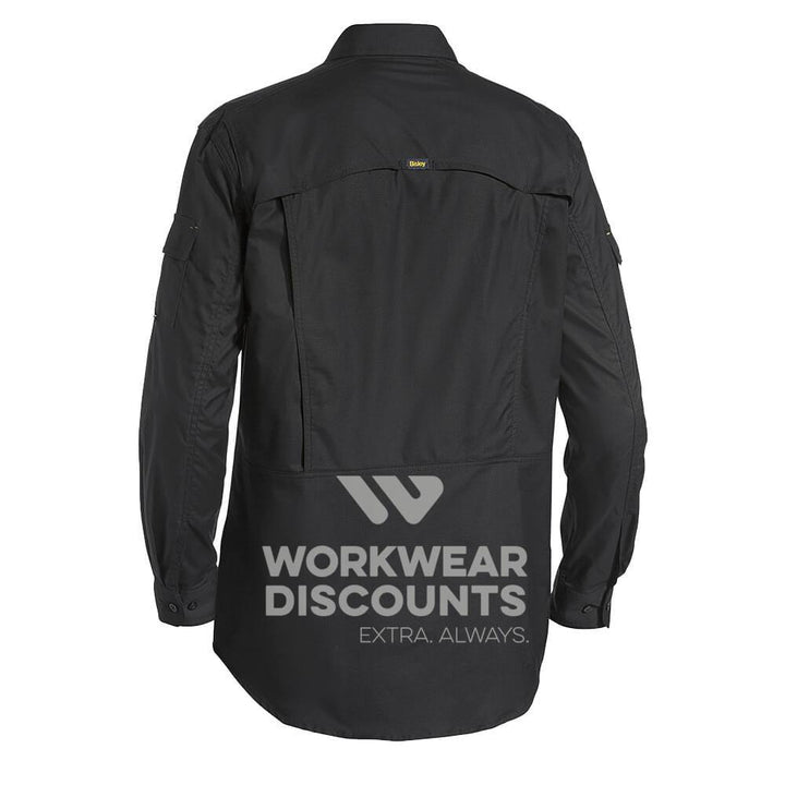Bisley BS6414 Airflow Ripstop Vented Work Shirt Long Sleeve Black Back
