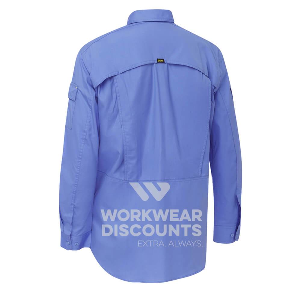 Bisley BS6414 Airflow Ripstop Vented Work Shirt Long Sleeve Blue Back