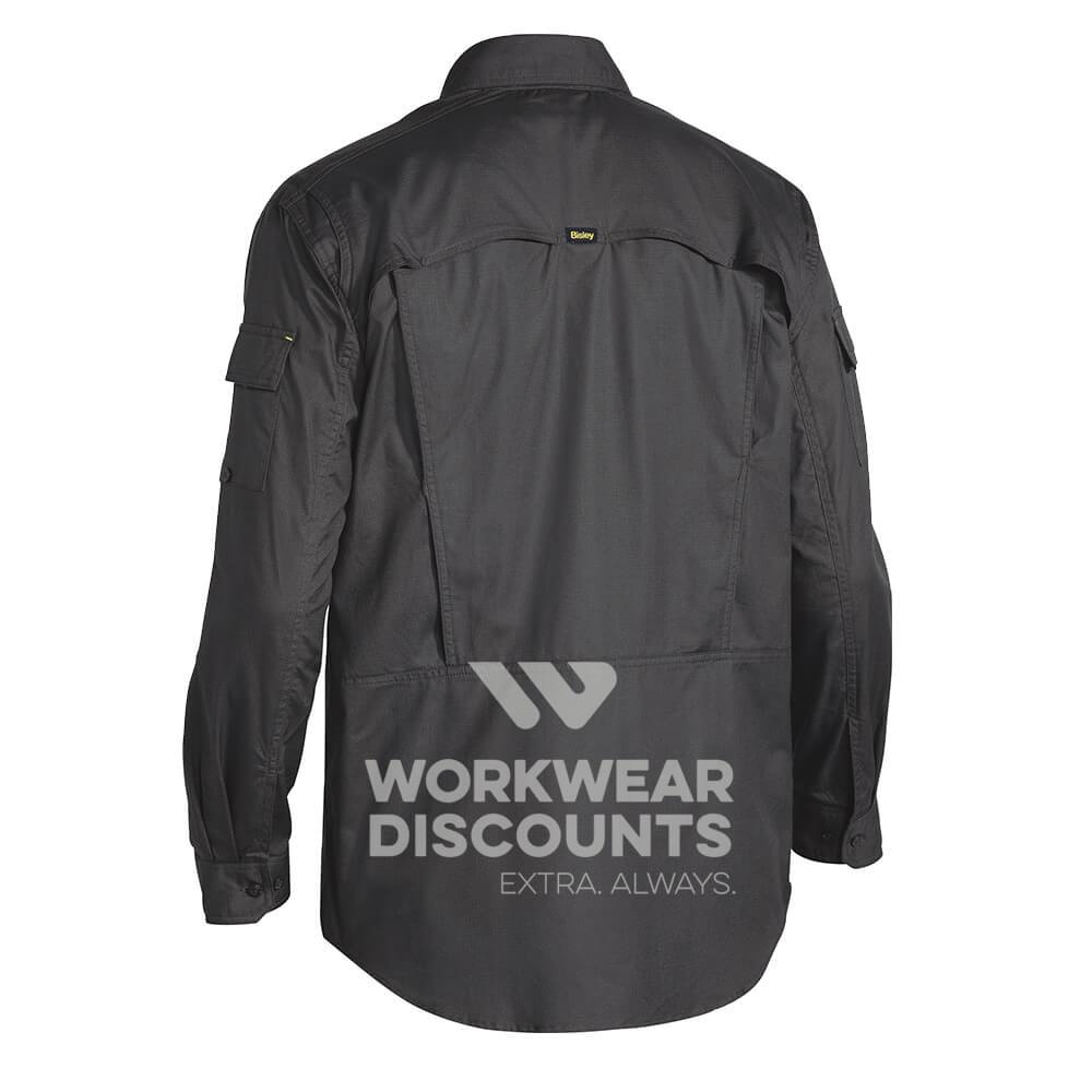 Bisley BS6414 Airflow Ripstop Vented Work Shirt Long Sleeve Charcoal Back