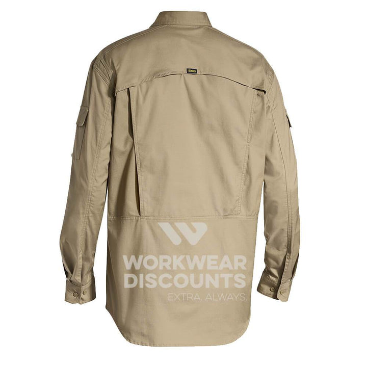Bisley BS6414 Airflow Ripstop Vented Work Shirt Long Sleeve Khaki Back
