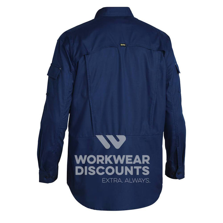 Bisley BS6414 Airflow Ripstop Vented Work Shirt Long Sleeve Navy Back