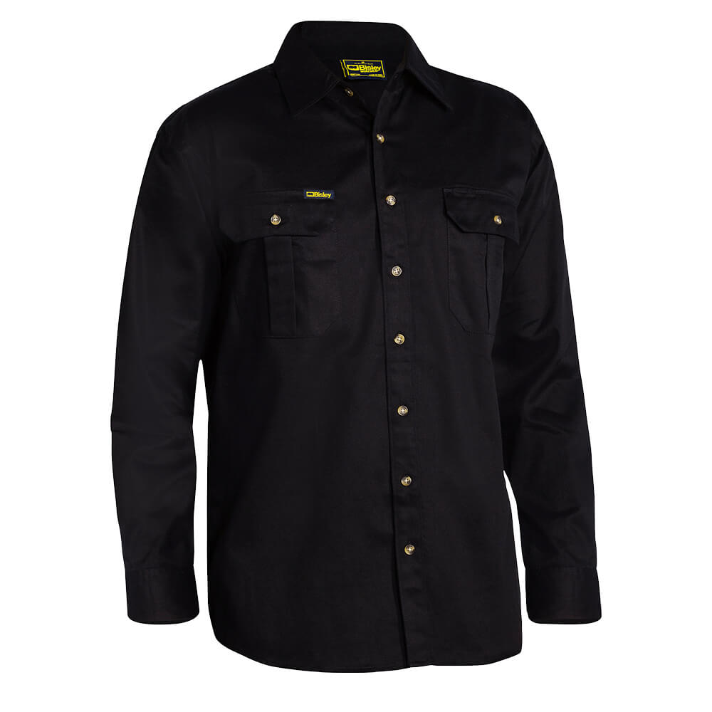 Bisley BS6433 Cotton Drill Shirt Long Sleeve Black