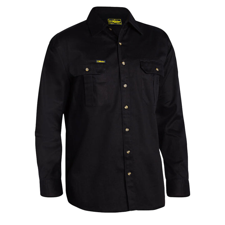 Bisley BS6433 Cotton Drill Shirt Long Sleeve Black