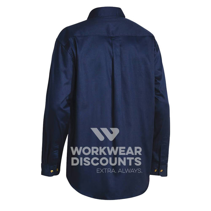 Bisley BS6433 Cotton Drill Shirt Long Sleeve Navy Back