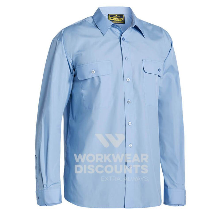 Bisley BS6526 Permanent Press Shirt Long Sleeve Sky Front