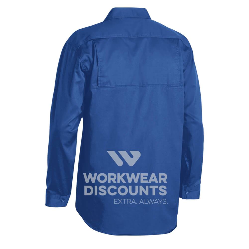 Bisley BS6893 Lightweight Cotton Drill Shirt Long Sleeve Royal Back