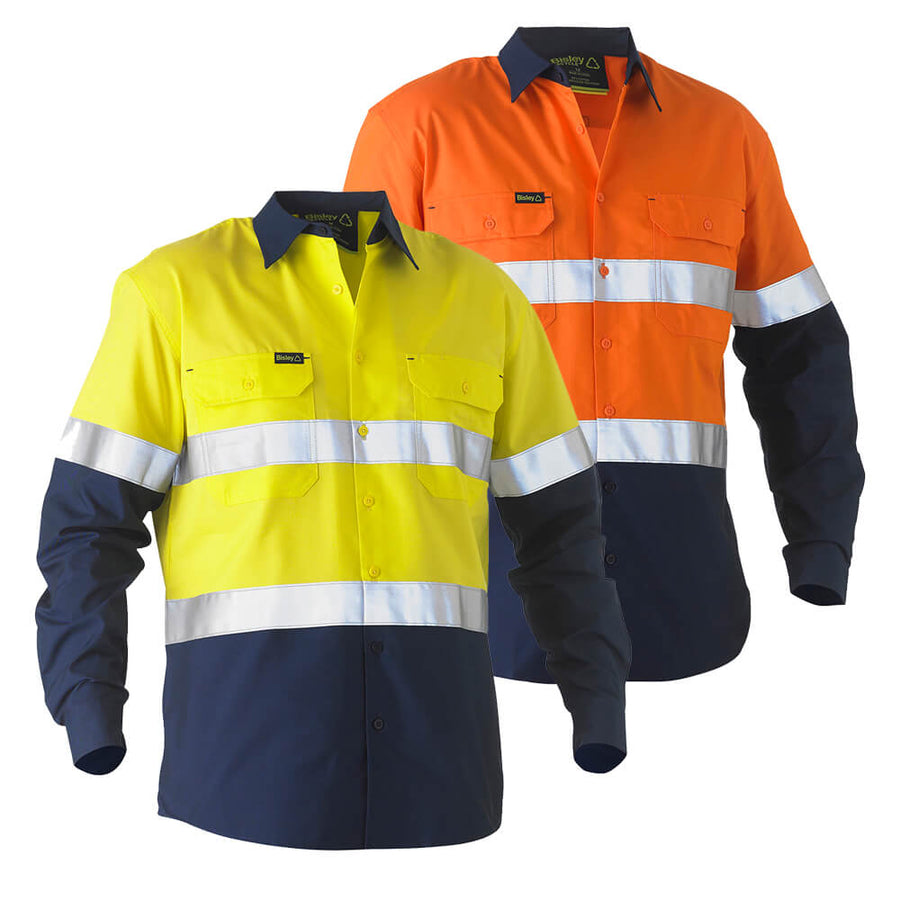 Bisley BS6996T Hi-Vis Taped Recycled Drill Shirt