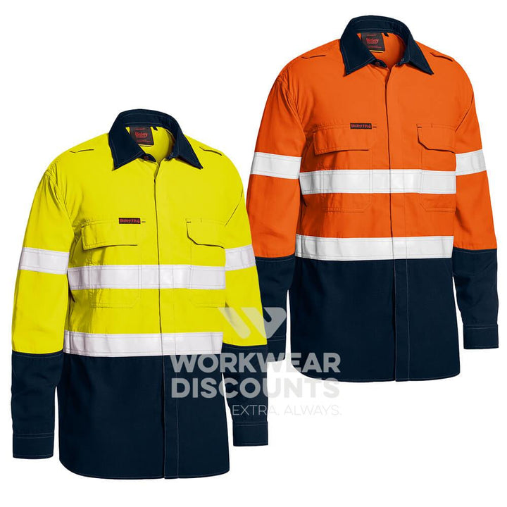Bisley BS8237T TenCate Tecasafe Plus 480 Taped Two Tone Hi-Vis FR Lightweight Vented Shirt Long Sleeve