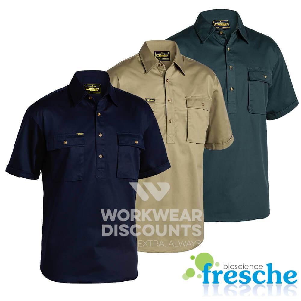 Bisley BSC1433 Closed Front Cotton Drill Shirt Short Sleeve