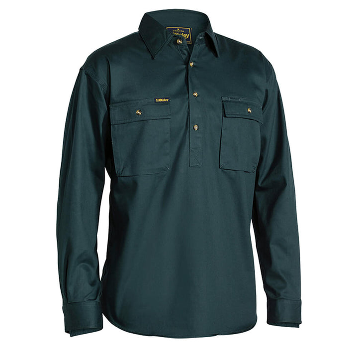 Bisley BSC6433 Closed Front Cotton Drill Shirt Long Sleeve Bottle