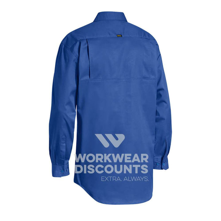 Bisley BSC6820 Lightweight Closed Front Cotton Drill Shirt Long Sleeve Royal Back