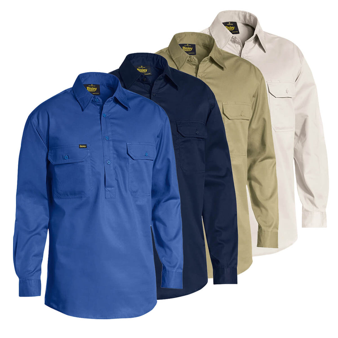 Bisley BSC6820 Lightweight Closed Front Shirt Long Sleeve Royal