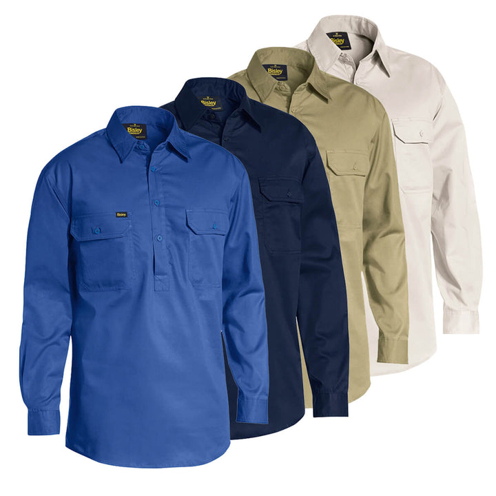 Bisley BSC6820 Lightweight Closed Front Shirt Long Sleeve Royal