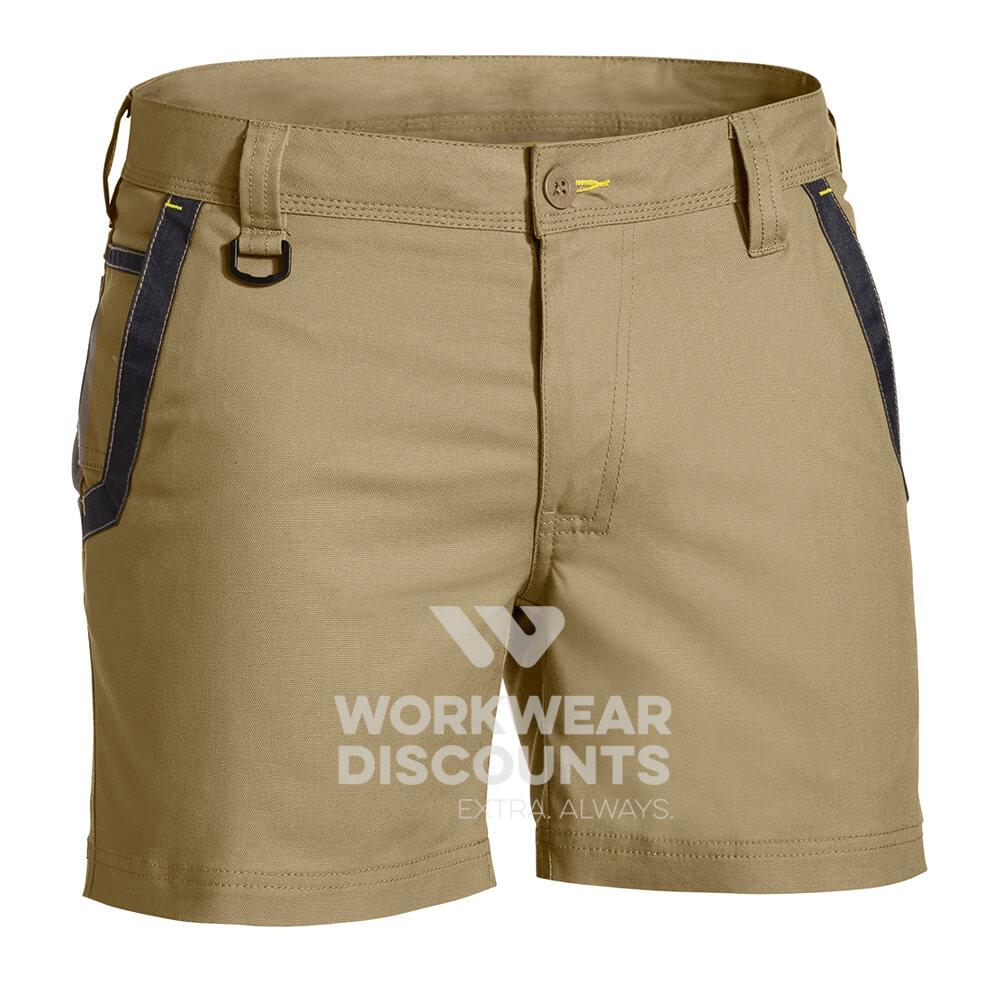 Bisley BSH1131 Flex and Move Stretch Short Shorts Khaki Front