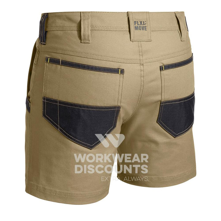 Bisley BSH1131 Flex and Move Stretch Short Shorts Khaki Back
