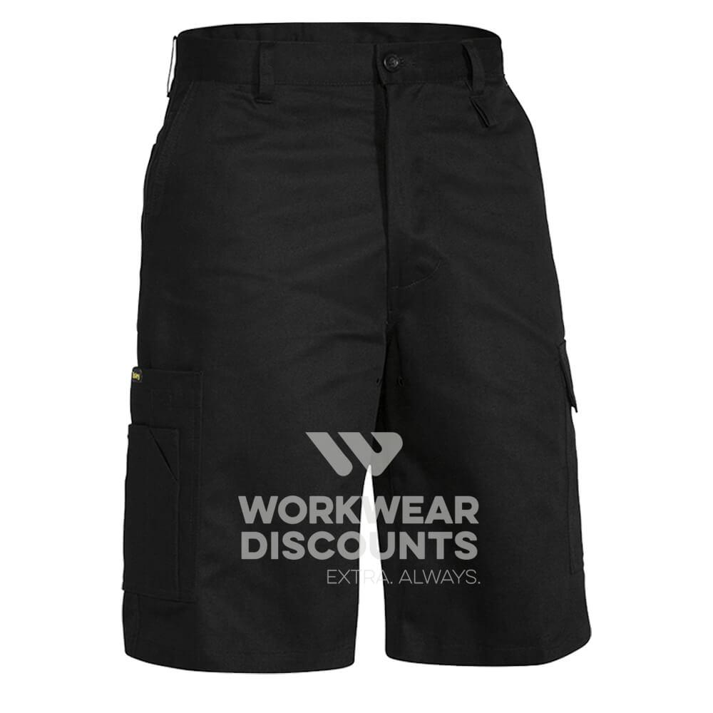 Bisley BSH1999 Lightweight Cotton Drill Utility Shorts Black Front