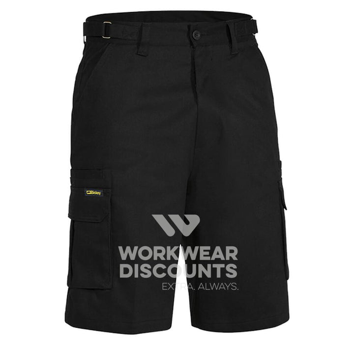 Bisley BSHC1007 Cotton Drill Cargo Shorts Black Front