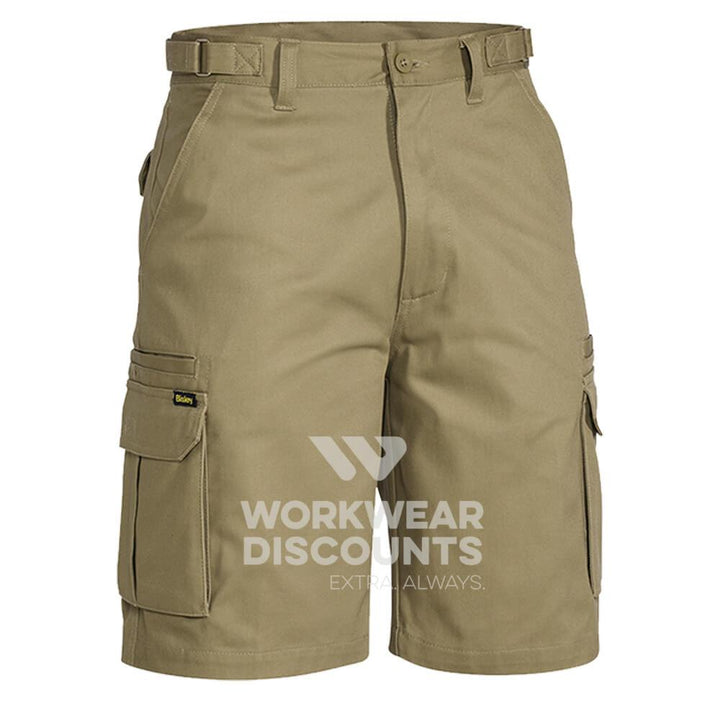 Bisley BSHC1007 Cotton Drill Cargo Shorts Khaki Front