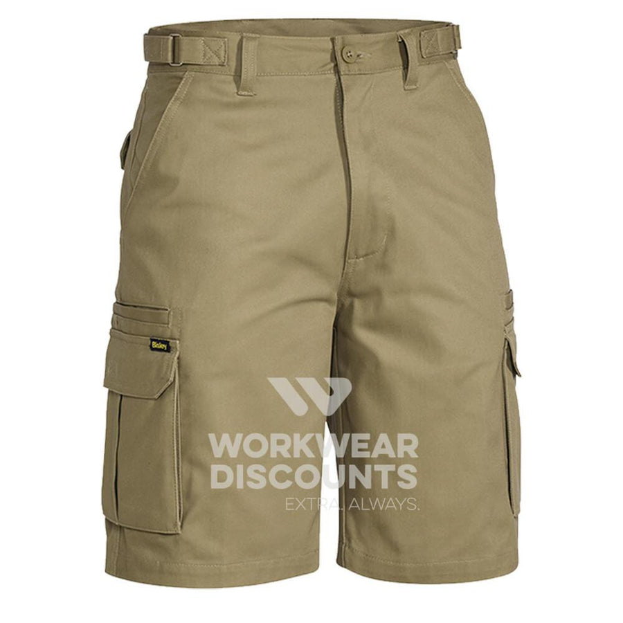 Bisley BSHC1007 Cotton Drill Cargo Shorts Khaki Front