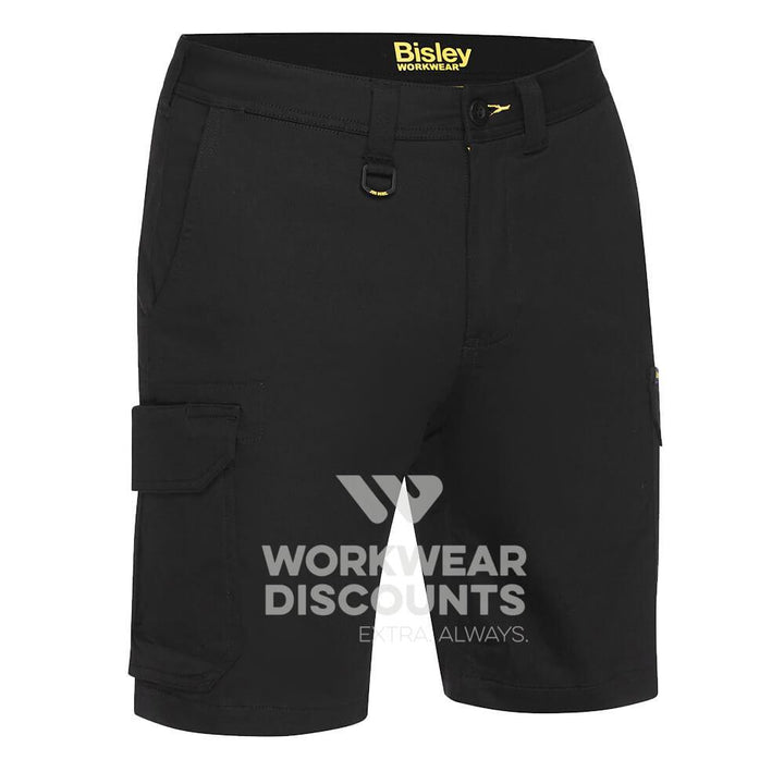 Bisley BSHC1008 Mens Stretch Cotton Cargo Short Black Front