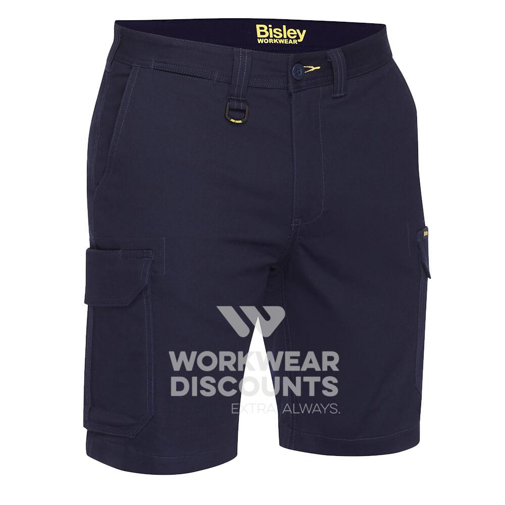 Bisley BSHC1008 Mens Stretch Cotton Cargo Short Navy Front